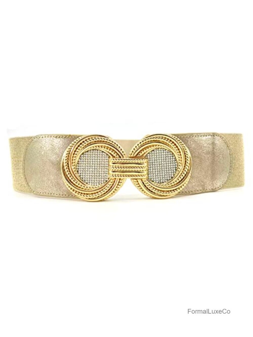 Vintage Stretch Belt with Rhinestone Buckle for Women Dresses